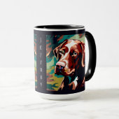 Chocolade Lab Dog op Camo Monogram Mok (Voorkant rechts)