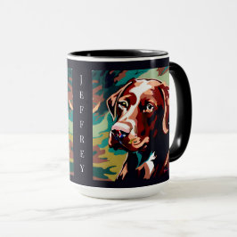 Chocolade Lab Dog op Camo Monogram Mok