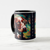 Chocolade Lab Dog op Camo Monogram Mok (Voorkant links)