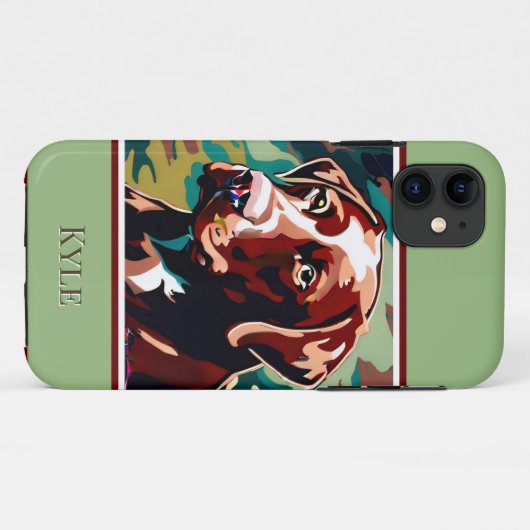 Chocolade Lab Dog op Camouflage Case-Mate iPhone Case (Achterkant (horizontaal))