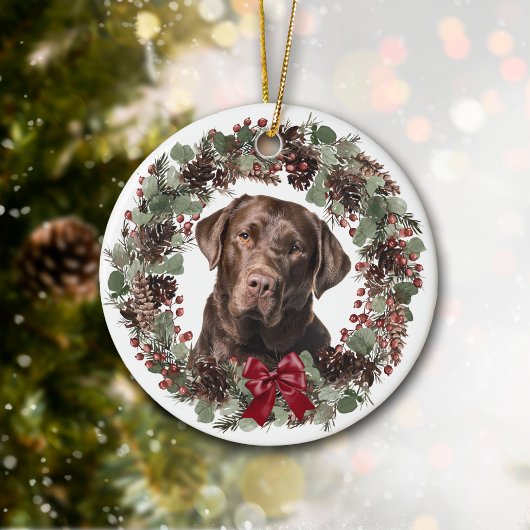 Chocolade Lab Dog Pinecone Wreatalized Keramisch Ornament