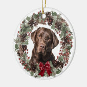 Chocolade Lab Dog Pinecone Wreatalized Keramisch Ornament (Links)
