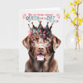Chocolade Lab Dog Queen voor een dag grappige verj Kaart (Gele Bloem)