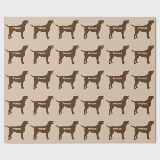 Chocolade Lab Dog Silhouette Cadeaupapier (Vlak)