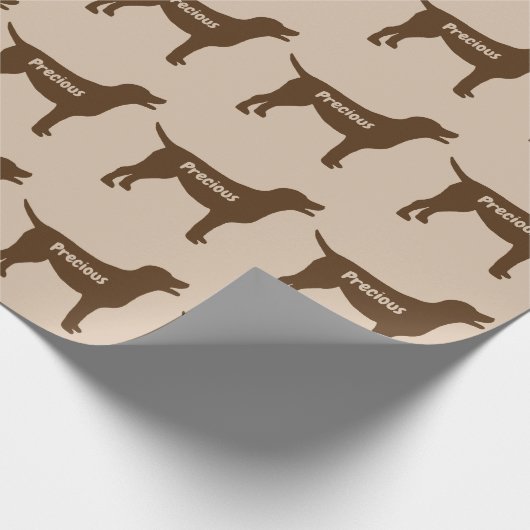 Chocolade Lab Dog Silhouette Cadeaupapier (Hoek)