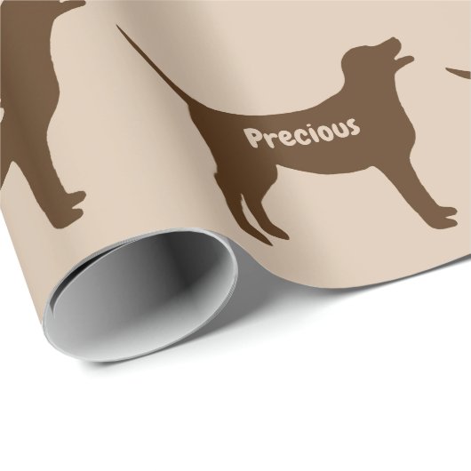 Chocolade Lab Dog Silhouette Cadeaupapier (Rol Hoek)