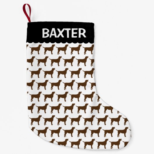 Chocolade Lab Dog Silhouette Kleine Kerstsok (Voorkant)