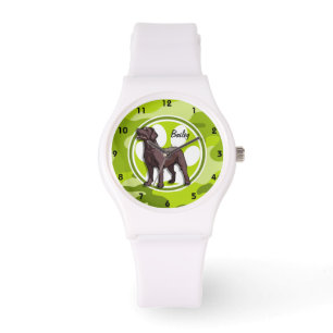 Chocolade Lab; felgroene camo, camouflage Horloge