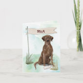 Chocolade Lab Gefeliciteerd met New Dog Notitiekaartje (Voorkant)
