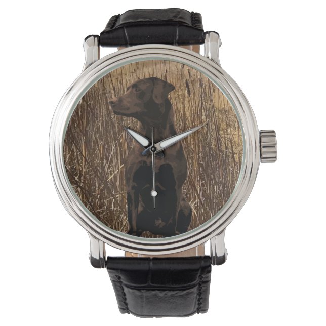 Chocolade Lab Gifts, chocolade Labrador Horloge (Voorkant)