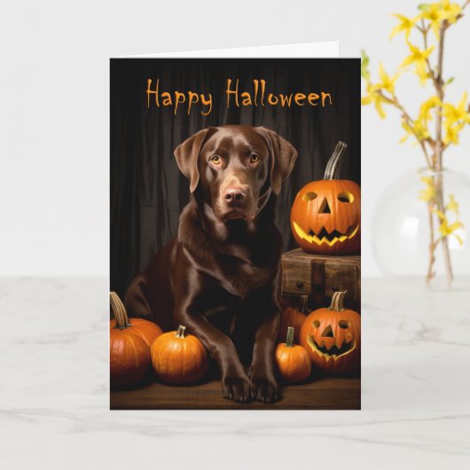 Chocolade Lab Halloween Kaart (Gele Bloem)
