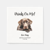 Chocolade Lab Hond Bruiloft Servet (Voorkant)
