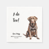 Chocolade Lab Hond Bruiloft Servet (Voorkant)