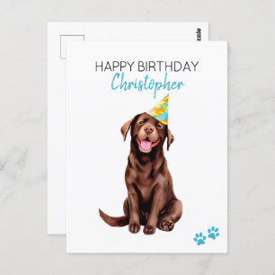 Chocolade Lab Hond Gepersonaliseerd Gelukkige Verj Briefkaart