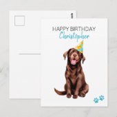 Chocolade Lab Hond Gepersonaliseerd Gelukkige Verj Briefkaart (Voorkant / Achterkant)