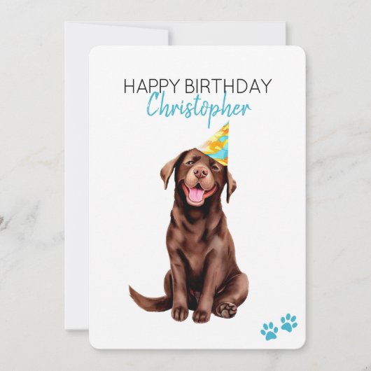 Chocolade Lab Hond Gepersonaliseerd Gelukkige Verj Kaart (Voorkant)