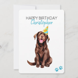 Chocolade Lab Hond Gepersonaliseerd Gelukkige Verj Kaart