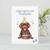 Chocolade Lab Hond Gepersonaliseerd Gelukkige Verj Kaart (Staand voorkant)