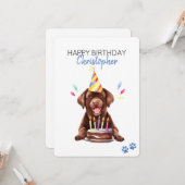 Chocolade Lab Hond Gepersonaliseerd Gelukkige Verj Kaart (Voorkant / Achterkant in situ)