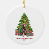 Chocolade Lab Hond Gepersonaliseerde Kerst Keramisch Ornament (Achterkant)