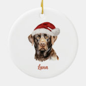 Chocolade Lab Hond Gepersonaliseerde Kerst Keramisch Ornament (Achterkant)