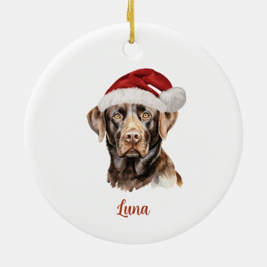Chocolade Lab Hond Gepersonaliseerde Kerst Keramisch Ornament (Achterkant)