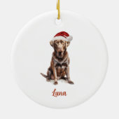 Chocolade Lab Hond Gepersonaliseerde Kerst Keramisch Ornament (Achterkant)