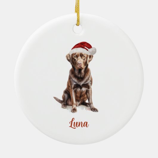 Chocolade Lab Hond Gepersonaliseerde Kerst Keramisch Ornament (Achterkant)