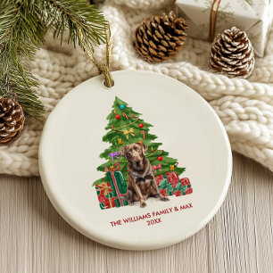 Chocolade Lab Hond Gepersonaliseerde Kerst Keramisch Ornament