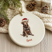 Chocolade Lab Hond Gepersonaliseerde Kerst Keramisch Ornament