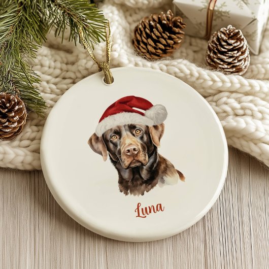 Chocolade Lab Hond Gepersonaliseerde Kerst Keramisch Ornament