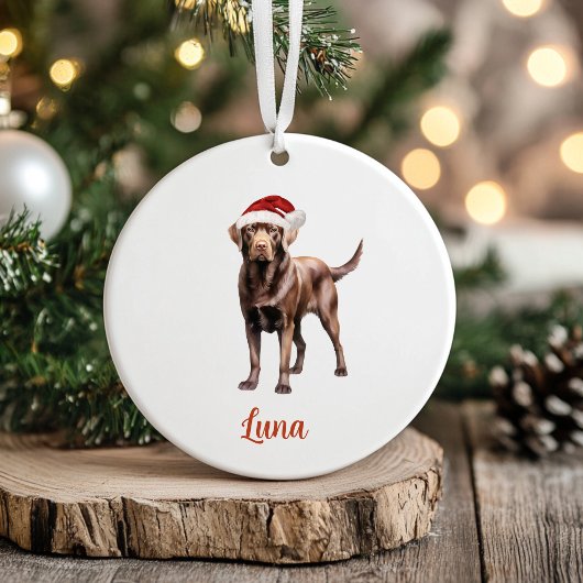 Chocolade Lab Hond Gepersonaliseerde Kerst Keramisch Ornament