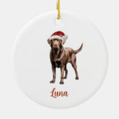 Chocolade Lab Hond Gepersonaliseerde Kerst Keramisch Ornament (Achterkant)