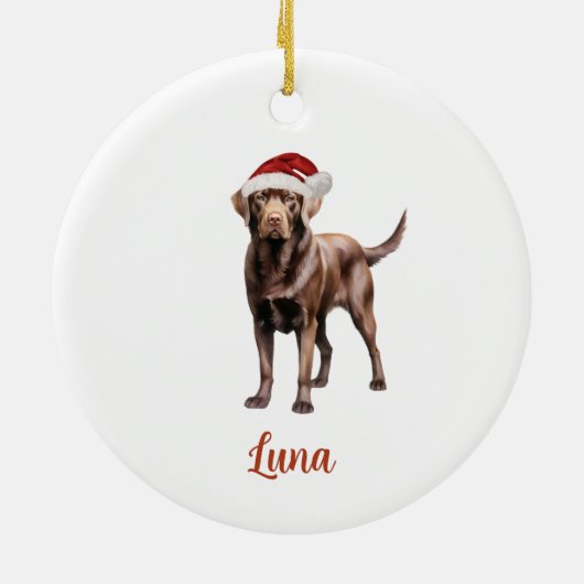 Chocolade Lab Hond Gepersonaliseerde Kerst Keramisch Ornament (Achterkant)