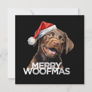 Chocolade lab hond kerstmuts GEZEGEN KERSTFEEST gr Feestdagenkaart