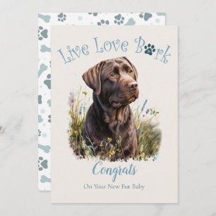Chocolade Lab Hond Mam Bloemen Adoptie Kaart