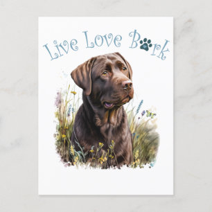 Chocolade Lab Hond Mam Bloemen Briefkaart