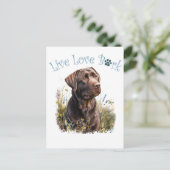 Chocolade Lab Hond Mam Bloemen Briefkaart (Staand voorkant)