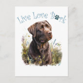 Chocolade Lab Hond Mam Bloemen Briefkaart (Voorkant)