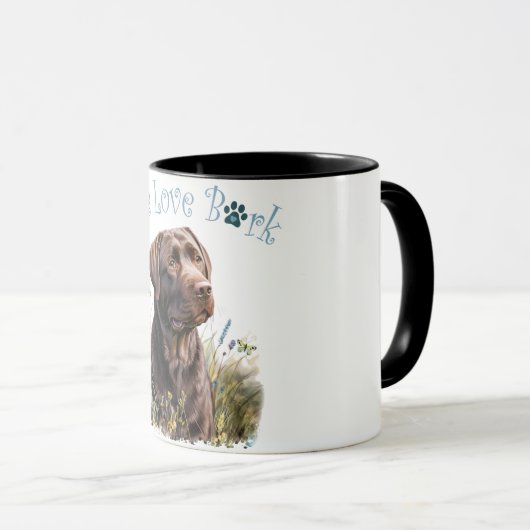 Chocolade Lab Hond Mam Bloemen Mok (Voorkant rechts)