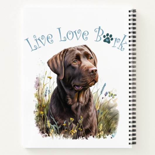 Chocolade Lab Hond Mam Bloemen Notitieboek (Achterkant)