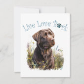 Chocolade Lab Hond Mam Bloemen Notitiekaartje (Voorkant)