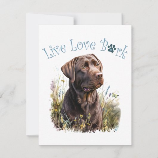 Chocolade Lab Hond Mam Bloemen Notitiekaartje (Voorkant)