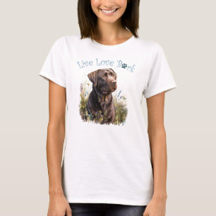 Chocolade Lab Hond Mam Bloemen T-shirt