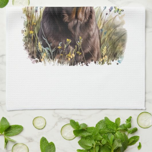 Chocolade Lab Hond Mam Bloemen Theedoek (Gevouwen)