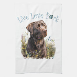 Chocolade Lab Hond Mam Bloemen Theedoek