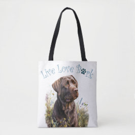 Chocolade Lab Hond Mam Bloemen Tote Bag