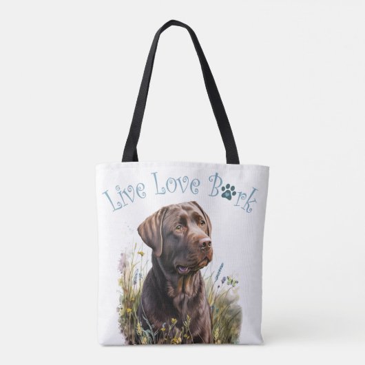 Chocolade Lab Hond Mam Bloemen Tote Bag (Achterkant)