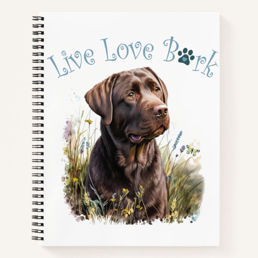 Chocolade Lab Hond Moeder Bloem Notitieboek (Voorkant)