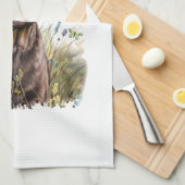 Chocolade Lab Hond Moeder Bloem Theedoek (Quarter Fold)